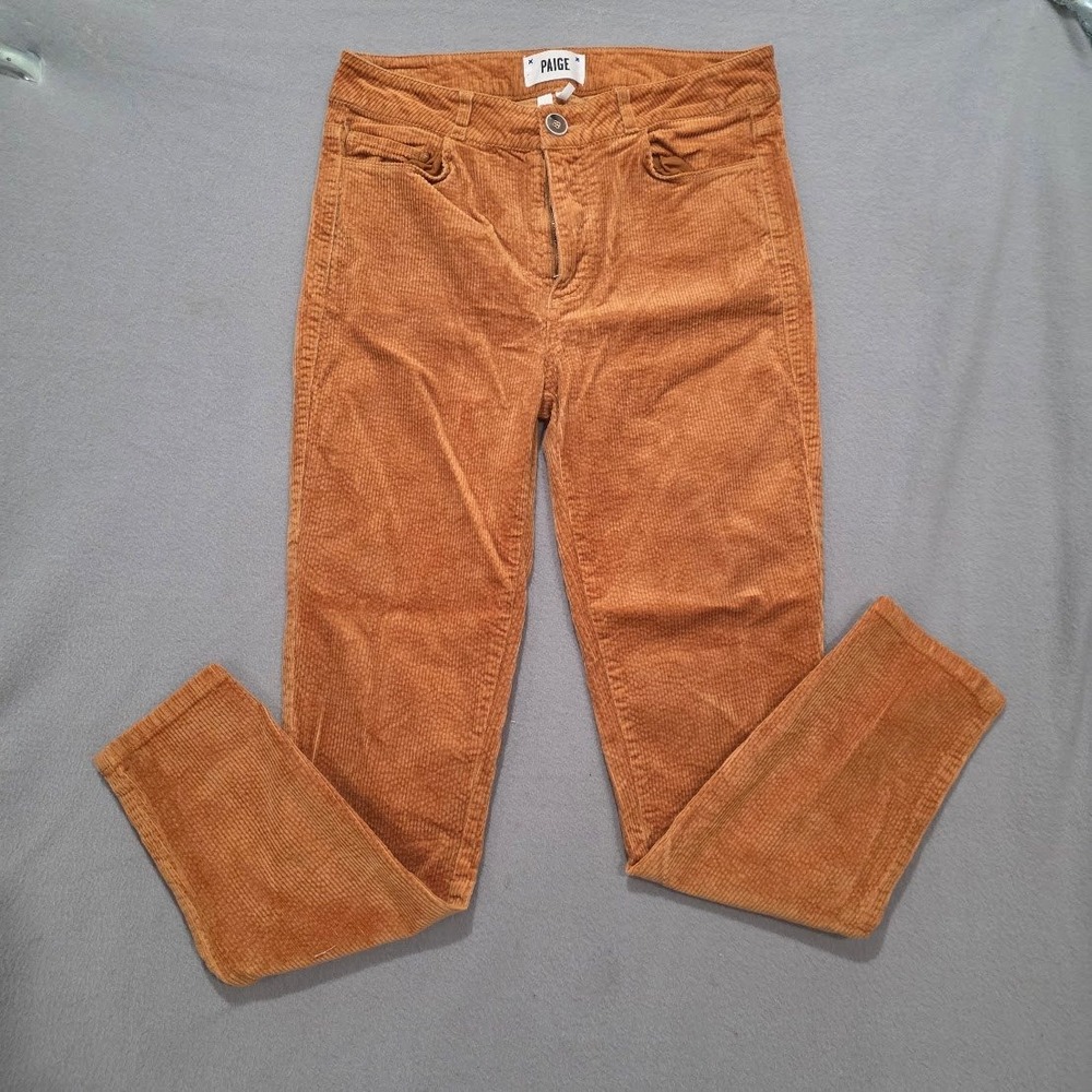 PAIGE Hoxton Ankle Corduroy Pants Brown Ginger Skinny High Rise 28 1767D66-7378